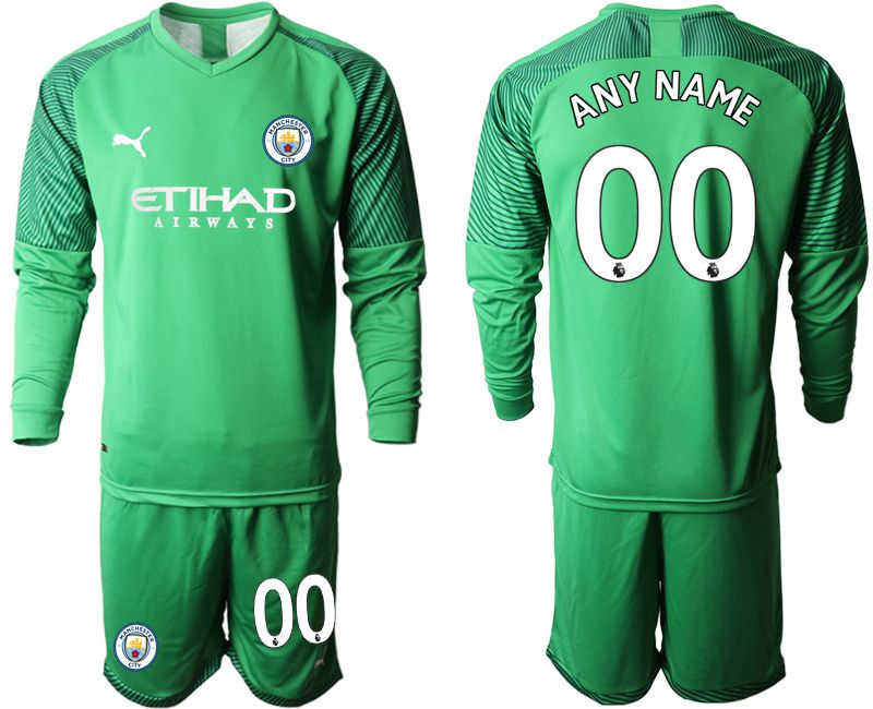 Men 2019-2020 club Manchester City green goalkeeper long sleeve customized Soccer Jerseys